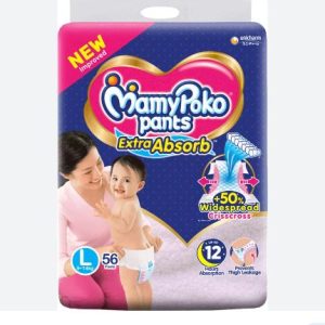 MAMYPOKO 9-14 KG LARGE SIZE 56 PCS BABY DIAPERS