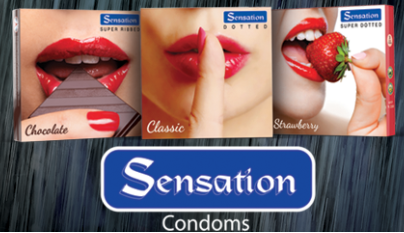 Sensation Classic, Sensation Strawberry and Sensation Coffee flavor Condoms